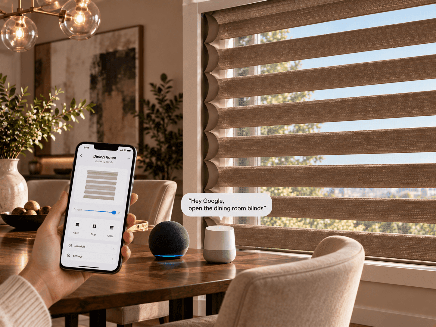 App and Voice smart home blinds control