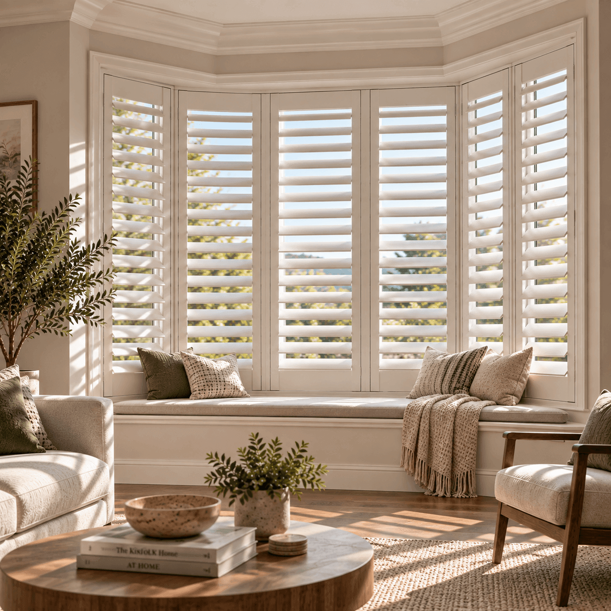Shutters fitted to a bay window