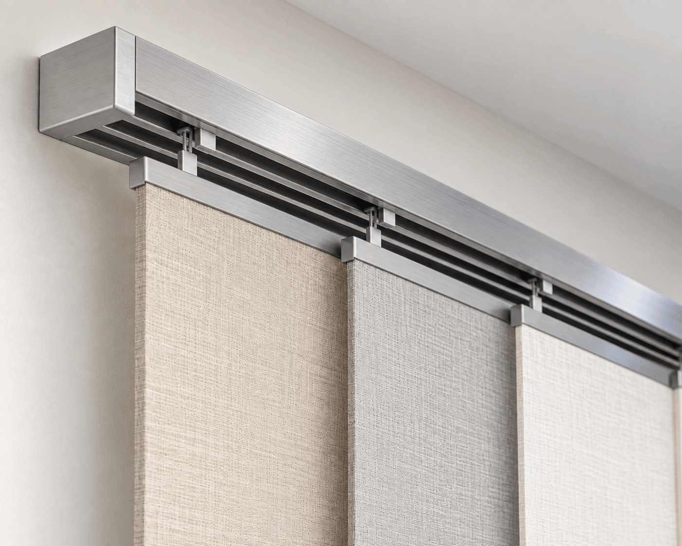 Brushed aluminum panel track