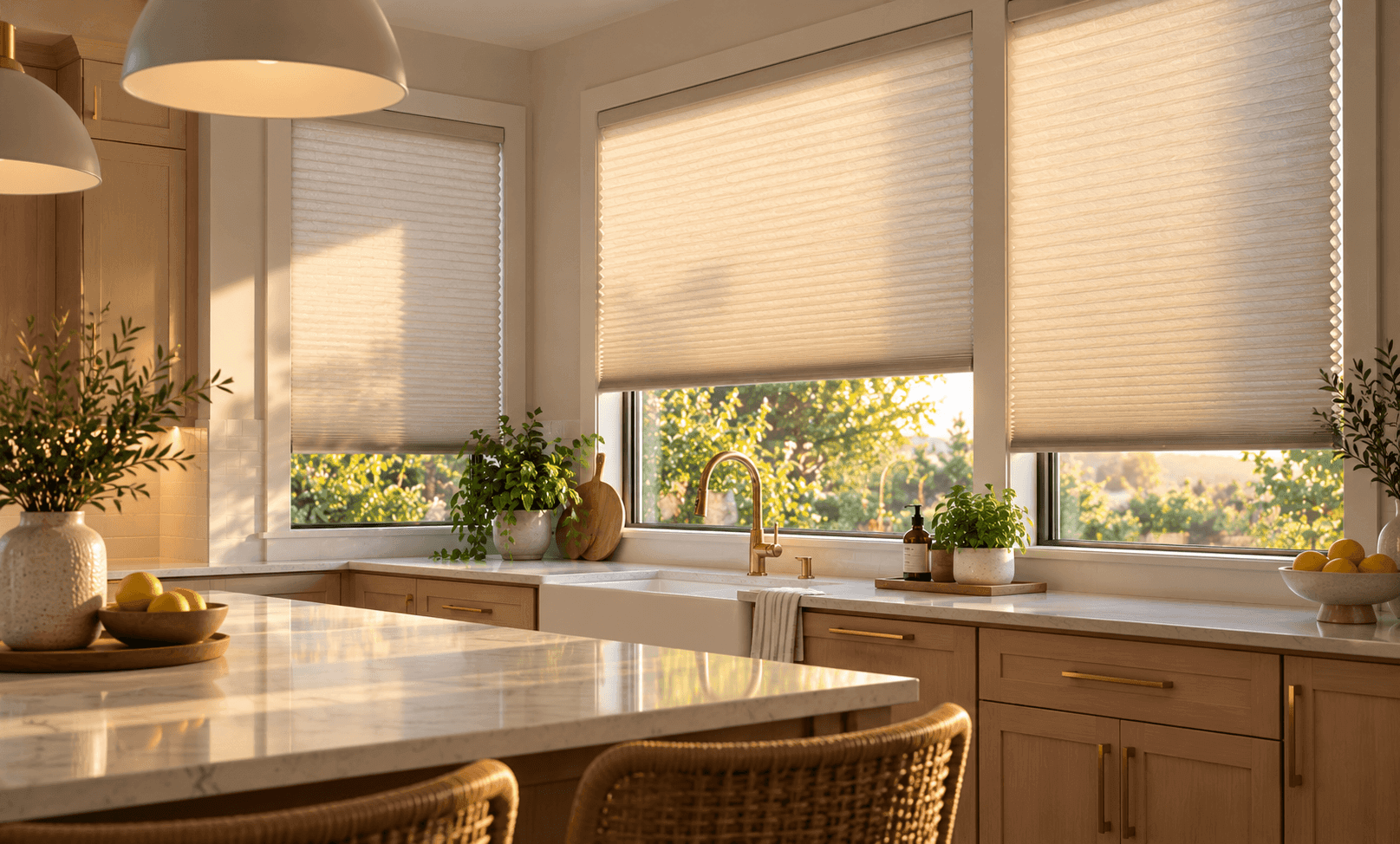 Shutters in a warm, naturally lit living room