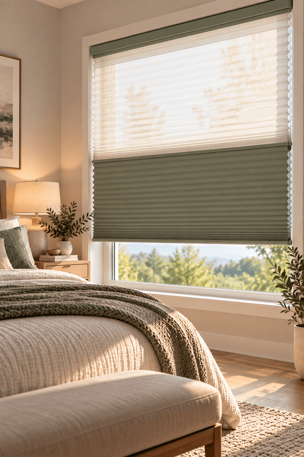 Honeycomb day and night shade with two fabric options