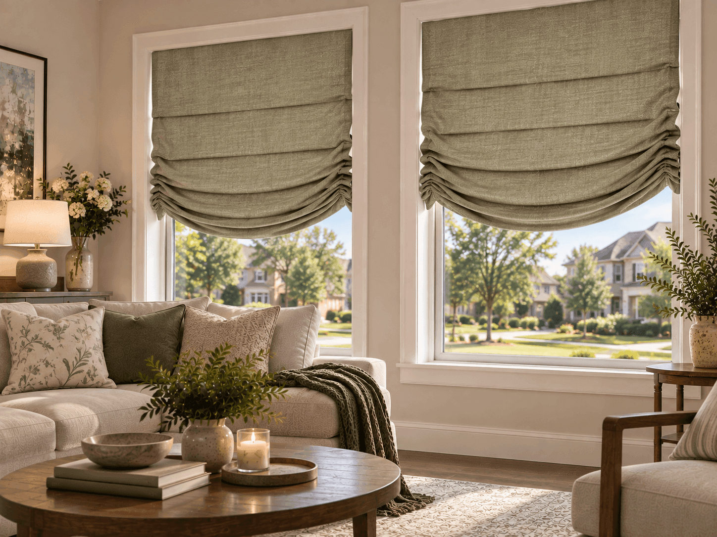 Hobbled Roman blind fold style