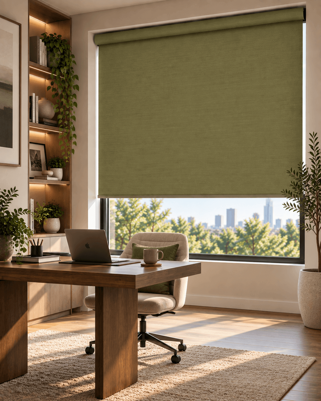 Roller blinds fitted inside the window casing of a McKinney home