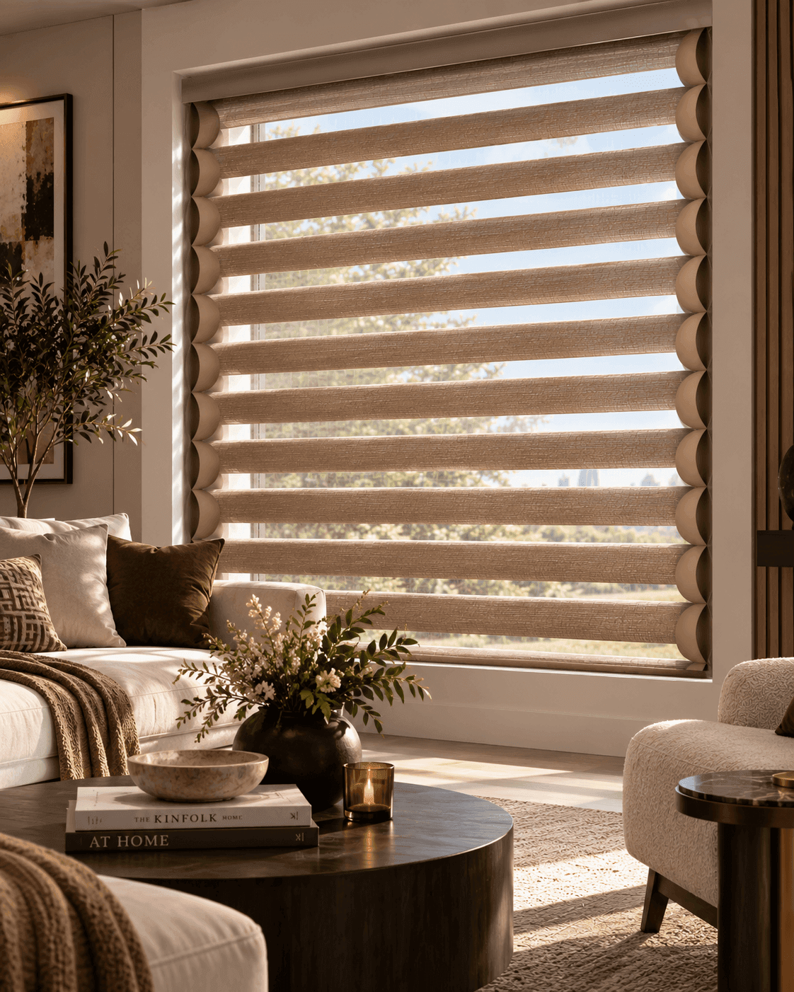 Butterfly blinds in a living room