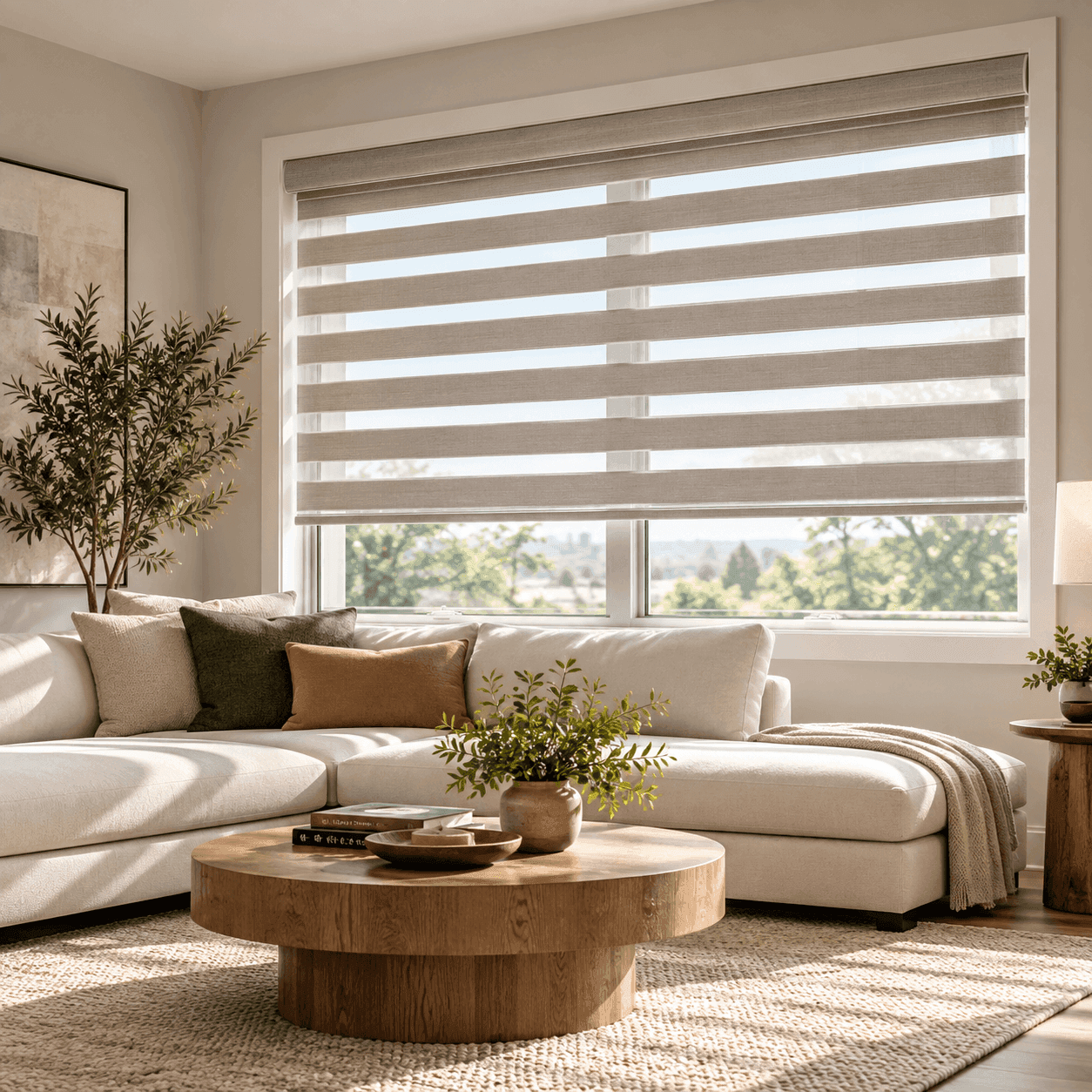 Vertical blinds at a patio slider, stacked open