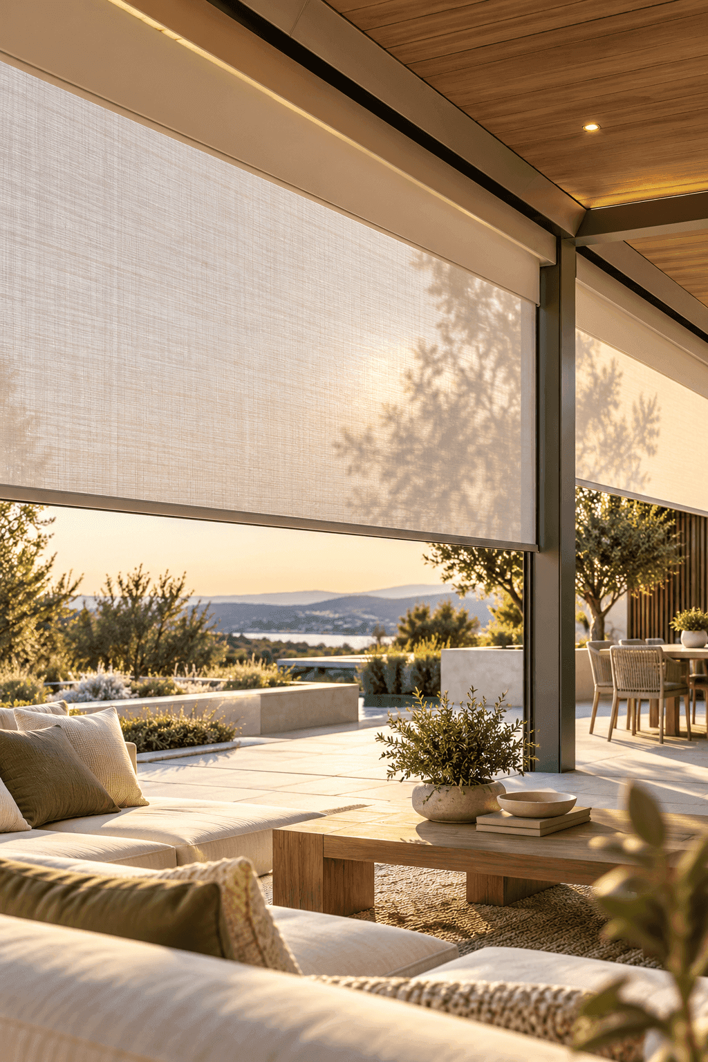 Motorized patio shades