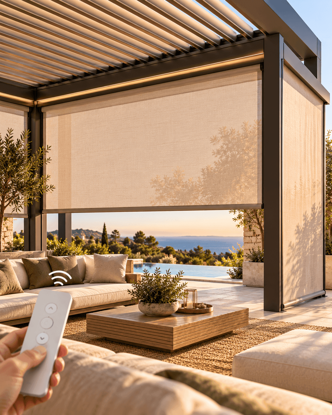 Motorized patio shade