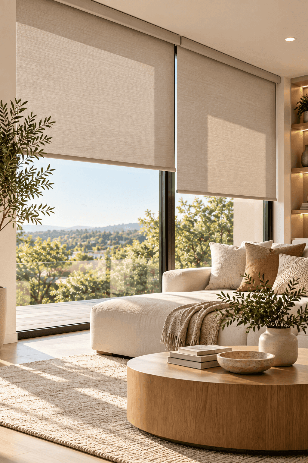 Roller Blinds in a bright living room