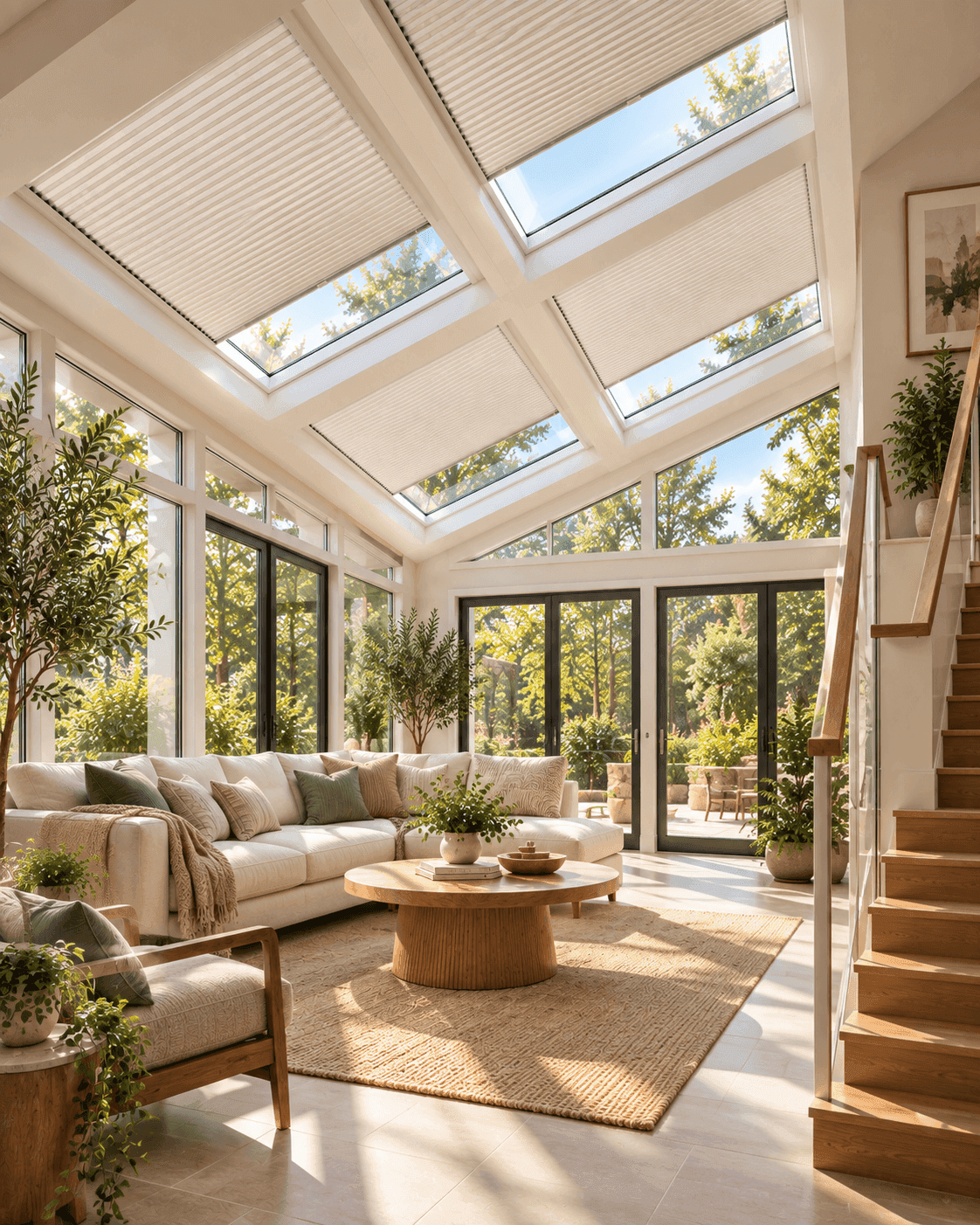 Skylight blind above a sunroom or stairwell