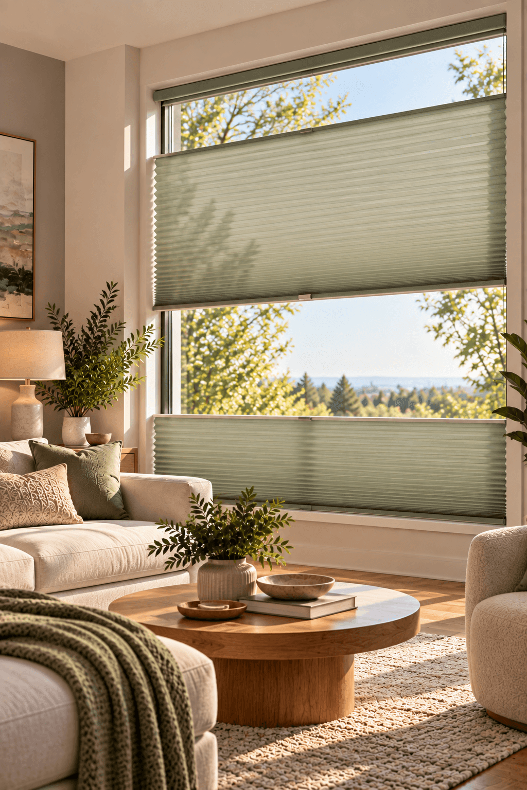 Modern window shade with filtered natural light