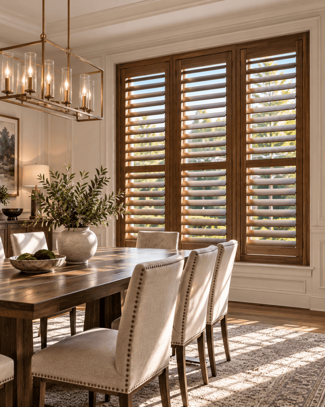 Wood shutters installation in a DFW home