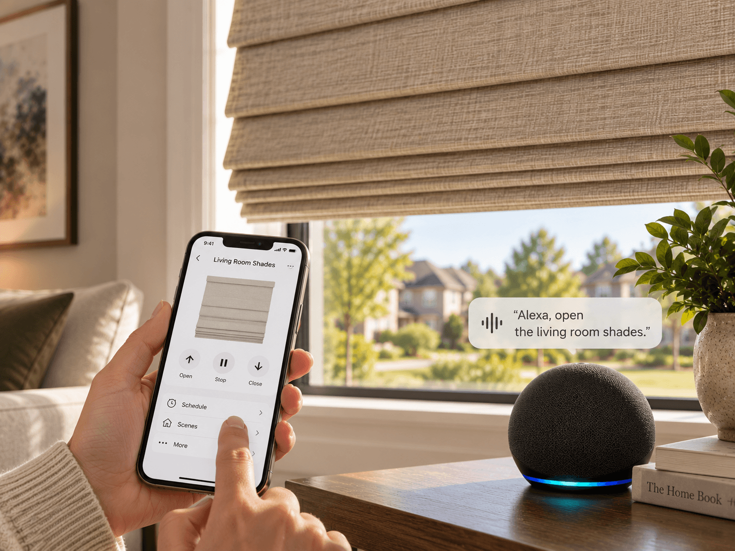 Smart home app and voice Roman blind control